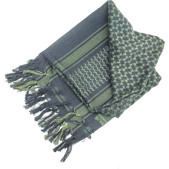 Men's Black/Green Military Shemagh Tactical Desert Cotton Keffiyeh Scarf Wrap - Picture 4 of 7